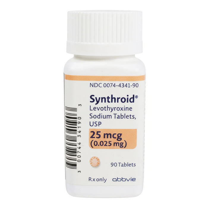 Synthroid Levothyroxine Sodium 25 mcg Tablets 90 Count  Abbvie US