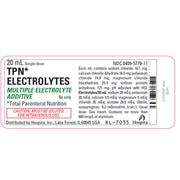 Package Label for TPN Electrolytes Injection, detailing its role in hydration, nutrient absorption, and electrolyte balance for IV nutrition.