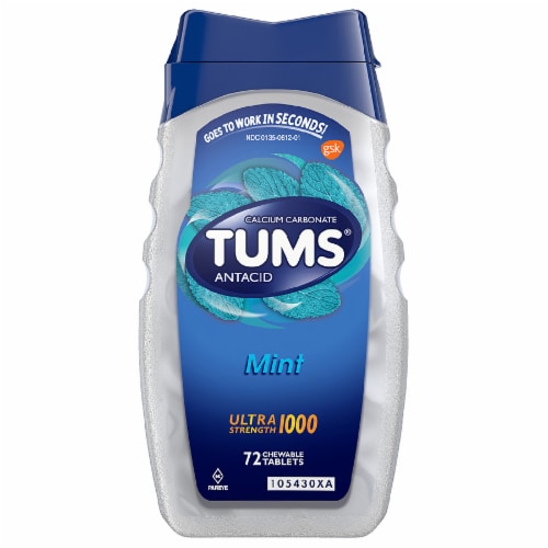 Image showing TUMS Ultra Assorted Mint Chewable Antacid Tablets providing fast relief for heartburn, indigestion, and acid reflux.