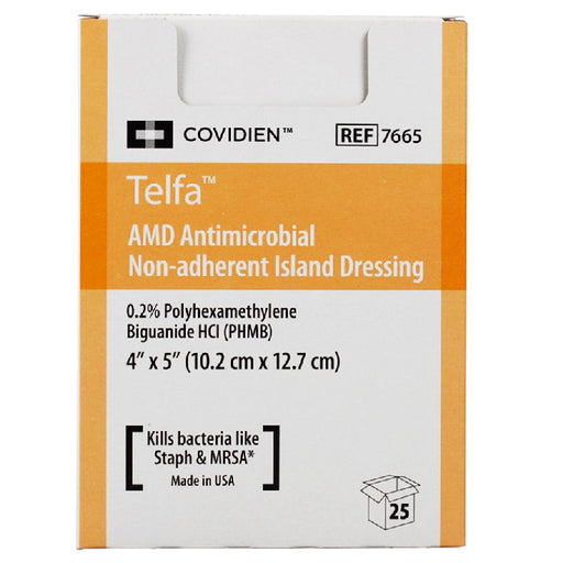 Covidien Telfa Antimicrobial Island Dressings 4 inch x 5 inch, box of 25 | Mountainside Medical Equipment 1-888-687-4334 to Buy