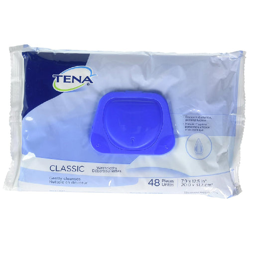 Essity HMS North America Tena Classic Adult Washcloths Premoistened Wet Wipes 48 Count x 12 Per Case (576 Wipes) | Mountainside Medical Equipment 1-888-687-4334 to Buy