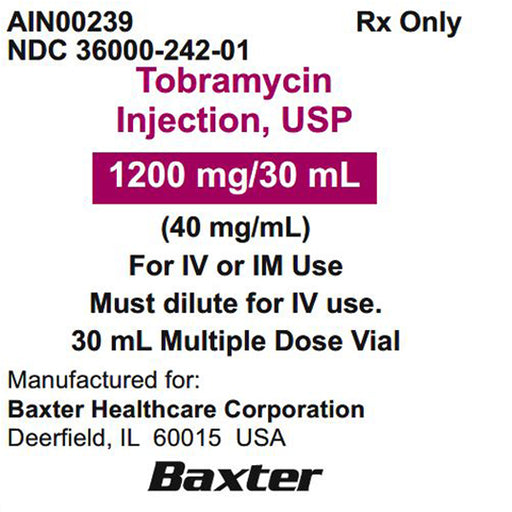 Buy Clarris Baxter Tobramycin for Injection 1200mg/30mL Multiple Dose Vial 30 mL  online at Mountainside Medical Equipment