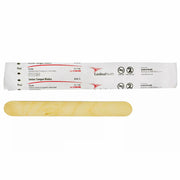 Sterile white birch junior tongue depressor, 5.5-inch length, smooth rounded edges, used for oral exams and throat checks in medical settings.
