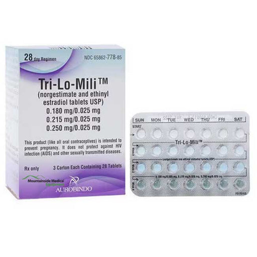 Tri-Lo-Mili (Norgestimate & Ethinyl Estradiol Tabs) 0.180 mg/0.025 mg, 0.215/0.025 mg, & 0.250/0.025 mg, 3 x 28 each
