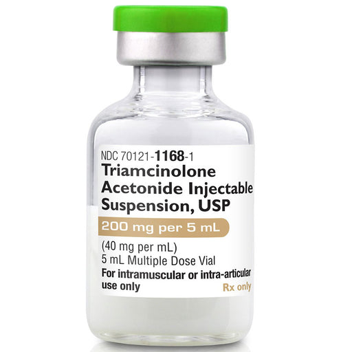 Vial of Triamcinolone Acetonide Injectable Suspension 70121-1168-01 by Amneal.