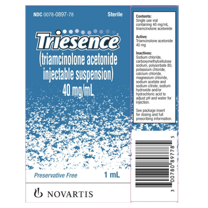 Triesence Triamcinolone Acetonide Injection 40 mg Preservative Free, 1 mL Vial