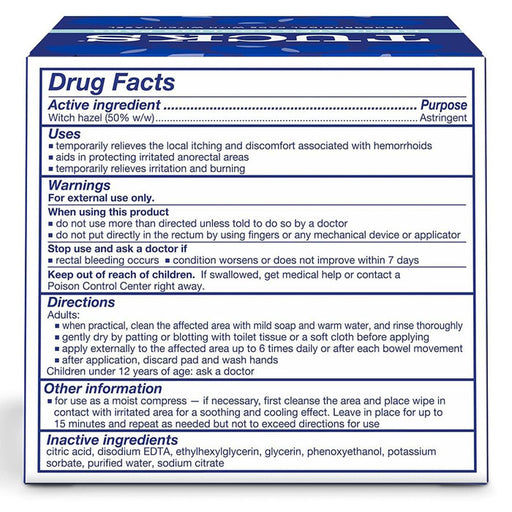 Tucks Medicated Cooling Pads drug facts: Provides soothing relief for hemorrhoid symptoms, irritation, burning, and itching.