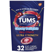 Tums Chewy Delights Ultra Strength Chewable Antacid Relief tablets offer fast heartburn, indigestion, and acid reflux relief.