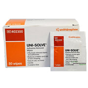Uni-Solve Adhesive Remover Skin Wipes, 50/box for gentle adhesive removal and skin care.