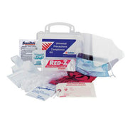 Universal Precautions Compliance Kit with mountable hard case containing gloves, disinfectants, biohazard bags, and spill cleanup supplies for medical safety
