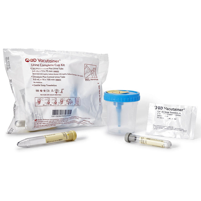 Urine Specimen Collection Kit BD Vacutainer 4 mL and 8 mL Plastic Collection Cup