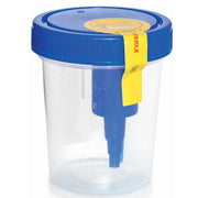 Urine Specimen Container with Integrated Transfer Device with Screw Cap, Patient Info Panel, Sterile 4 oz