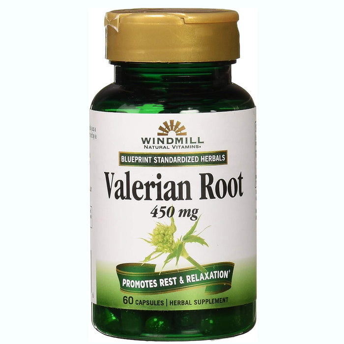 Valerian Root 450mg Extract Capsules 100 Count by Windmill Brand