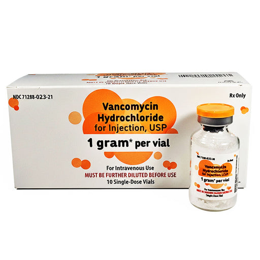 Vancomycin Antibiotic Injection 1 gram Per Vial Single-Dose, 10/Box