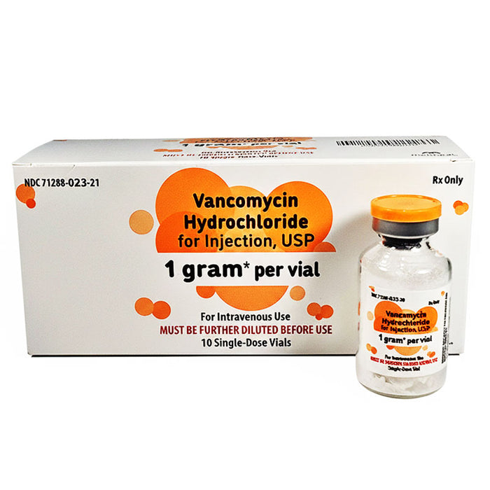 Vancomycin Antibiotic Injection 1 gram Per Vial Single-Dose, 10/Box