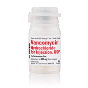 Vancomycin Hydrochloride Injection 500 mL vial, used for treating severe bacterial infections and supporting antibiotic therapy.