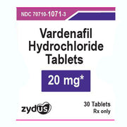 Vardenafil Hydrochloride Tablets 20 mg by Zydus Pharma, for erectile dysfunction, enhance performance with proven results.