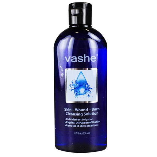 Vashe Antimicrobial Skin, Burn and Wound Cleanser bottle, promoting healing, infection prevention, and skin care.