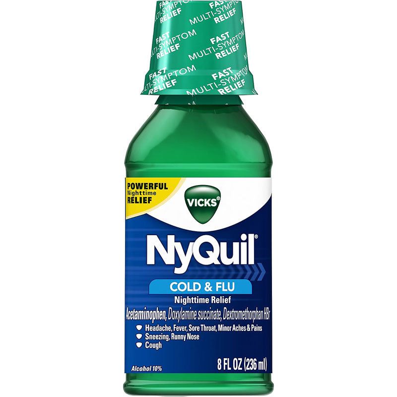 Vicks Nyquil Cold  Flu Nighttime Relief Medicine Liquid 12 oz