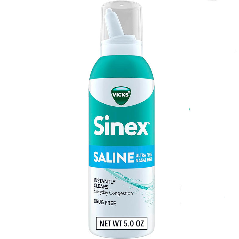 Vicks Sinex Moisturizing Saline Nasal Spray Fine Mist, Instantly Clears Nasal Congestion.
