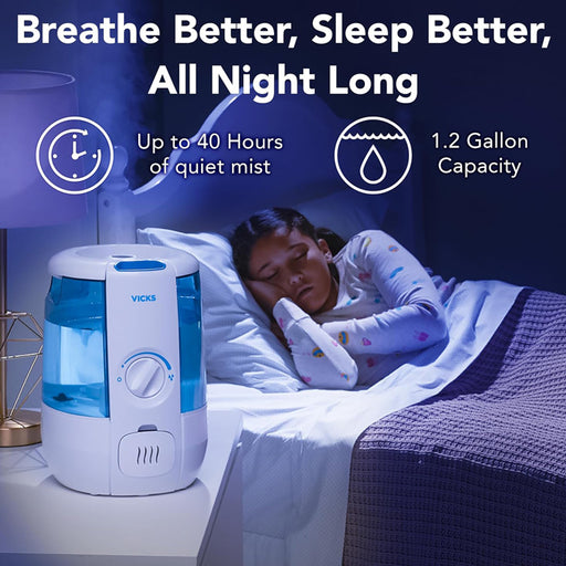 Viicks Humidifier Breathe Better Sleep better All Night Long
