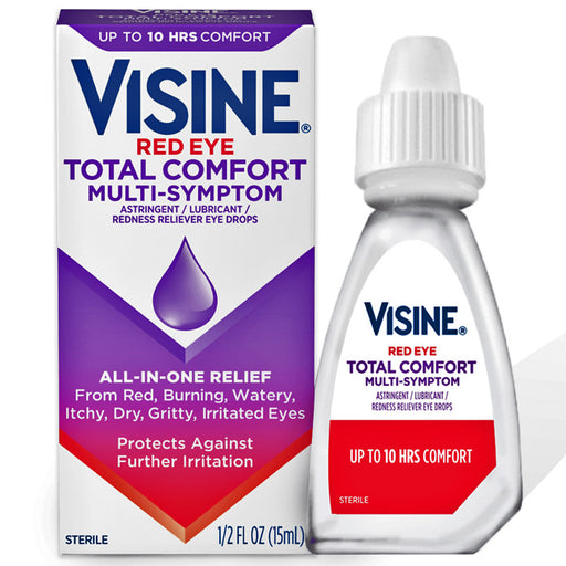 Visine Red Eye Total Comfort Multi-Symptom Eye Drops All-in-One for Red Itchy Dry Eyes