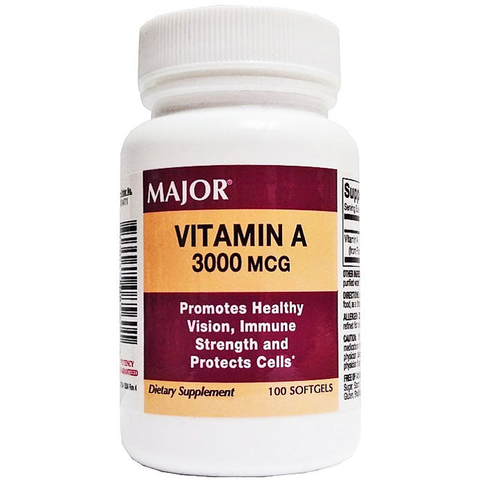 Vitamin A 3000 mcg Soluble Softgels by Major 100/Bottle