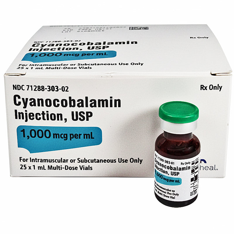 Vitamin B12 Injection Cyanocobalamin Shot 1000 mcg Multiple Dose 1 mL