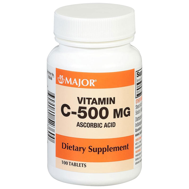 Vitamin C Tablets 500 mg (Ascorbic acid) 100 Count by Major Pharmaceuticals