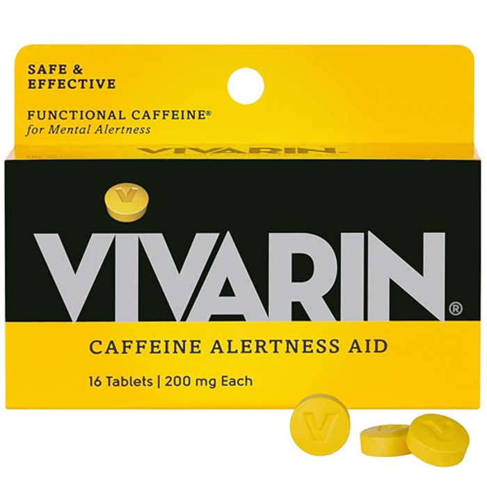 Vivarin Caffeine Alertness Pills 200 mg Stay Awake, Stay Focused 16 Co