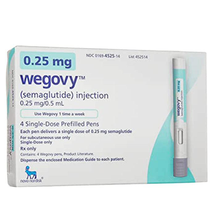 Weight Loss Injection | Wegovy (semaglutide) Injector 0.25 mg/0.5 mL, 4 Pens Per Box **Refrigerated Item**
