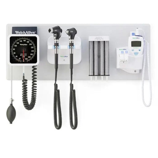 Welch Allyn Green Series 777 Integrated Wall System with PanOptic Basic LED Ophthalmoscope, MacroView Basic LED Otoscope, BP Aneroid, Ear Specula Dispenser, and SureTemp Plus Thermometer Default Title