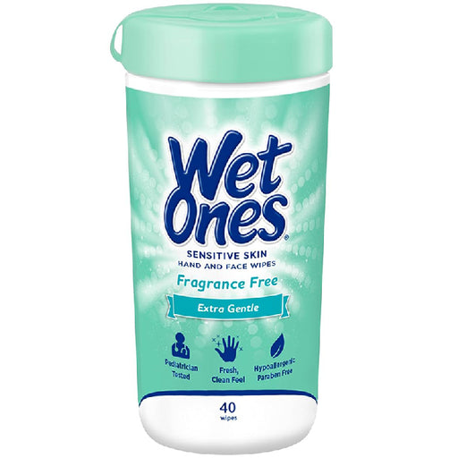 Edgewell Personal Care Brands Wet Ones Sensitive Skin Hand and Face Wipes Extra Gentle Unscented 40 Count | Mountainside Medical Equipment 1-888-687-4334 to Buy