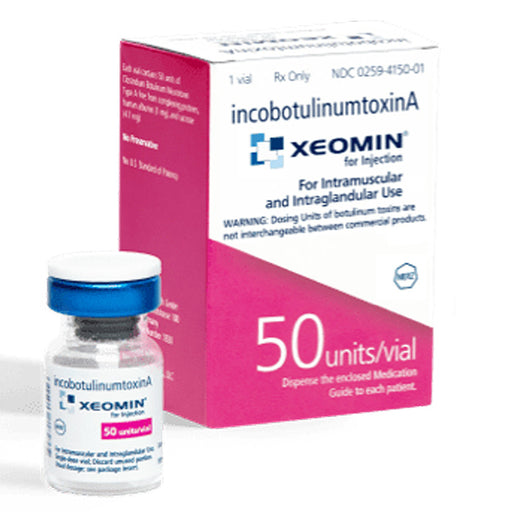 Merz North America Xeomin Smart Toxin IncobotulinumtoxinA Injection 50 Units Vial  (Rx) | Mountainside Medical Equipment 1-888-687-4334 to Buy