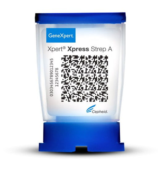Cepheid GeneXpert Xpress Strp A container with a QR code on a white background