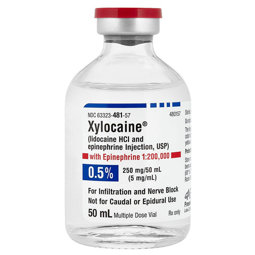 Xylocaine 0.5% with Epinephrine 1:200,000 Injection 50 mL Vials