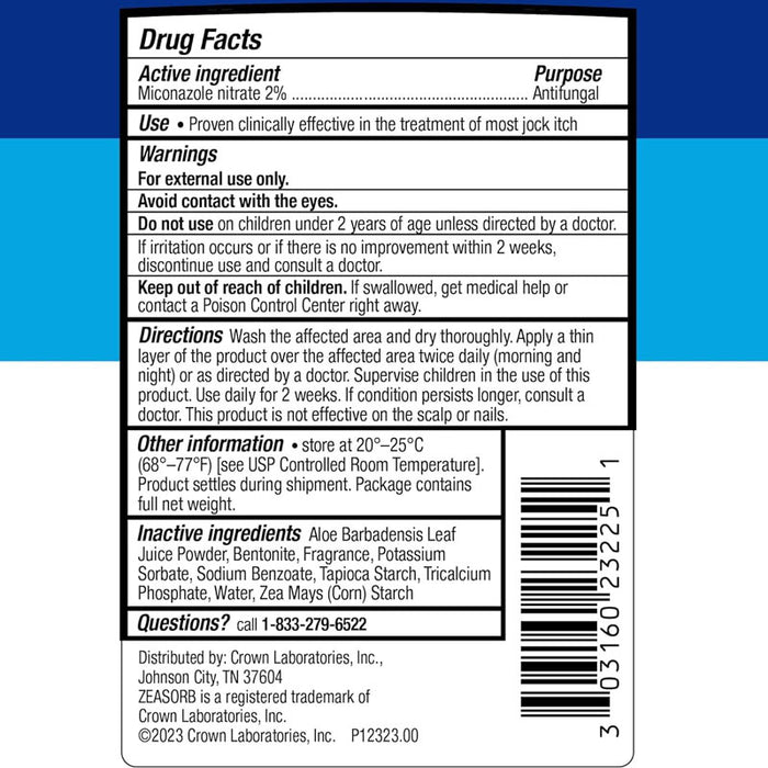 Zeasorb AF Antifungal Powder Drug Facts Information