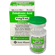 Zoledronic Acid Injection vial for osteoporosis treatment.