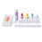 Assortment of test tubes and lab equipment on a white background