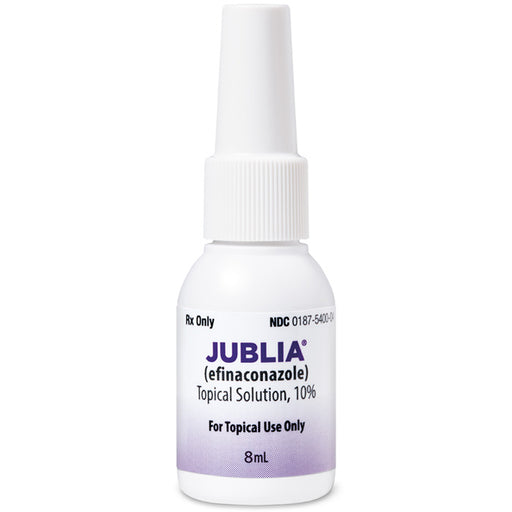 Jublia (efinaconazole) Topical Solution 10%, effective antifungal treatment for toenail infections, enhancing nail health.