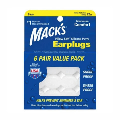 Mack's Earplugs Pillow Soft Silicone Putty  - 6 Pair