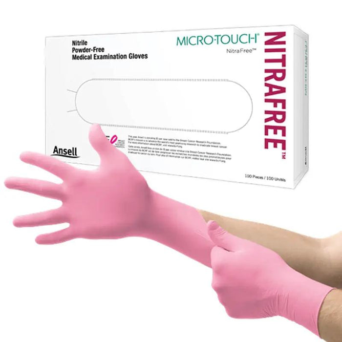 Buy Ansell Pink Nitrile Gloves Ansell Microtouch Medical Gloves Powder Free 100/Box  online at Mountainside Medical Equipment