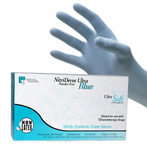 Nitrile Gloves | NitriDerm Nitrile Gloves, Blue, Powder Free, 100/Box