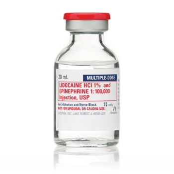 Lidocaine for Injection, | Lidocaine HCL 1% and Epinephrine 1% 1:100,000 for Injection 20 mL Multiple Dose, 25/Pack (Rx)