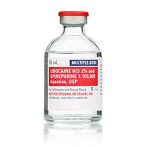 Lidocaine for Injection | Lidocaine 2% with Epinephrine 2% 1:100,000 for Injection 50 mL Multiple Dose, 25/Pack (Rx)