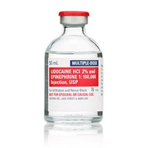 Image of Lidocaine 2% with Epinephrine 2% Injection, used in local anesthesia, dental procedures, and effective pain management.