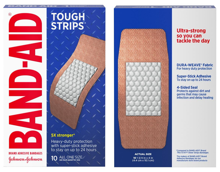 Band Aid Tough Strips Adhesive Bandage X Large 10 Box