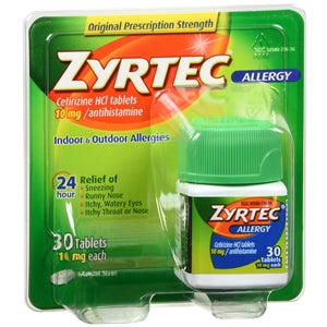 Buy Johnson and Johnson Consumer Inc Zyrtec 24 HR Allergy Relief, 30 Count  online at Mountainside Medical Equipment