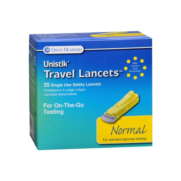 Lancets, | Unistik 3 Single Use Safety Lancets 23G Normal, 25 count