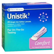 Buy Cardinal Health Unistik 3 Single Use Safety Lancets 23 Gauge Comfort, 25 count  online at Mountainside Medical Equipment